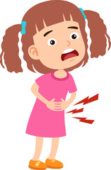 Kid girl having stomach ache