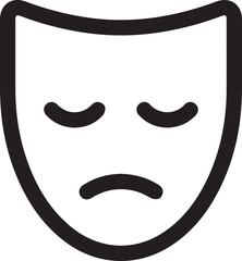 Sadness, tragedy, drama line theater mask vector illustration