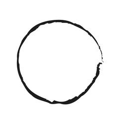 Circle brush element. Brush strokes. Grunge round shape.