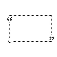 Quote box icon. Texting quote box. Blank template quote text info design