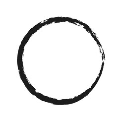 Circle brush element. Brush strokes. Grunge round shape.