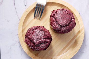 Close up of Muffins on Table Isolated on black,