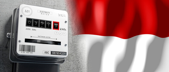Monaco - country flag and energy meter - 3D illustration