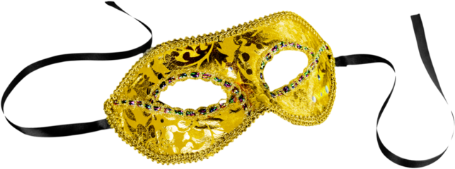 Beautiful image of a gold carnival mask  on white