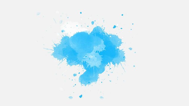 Blue ink drops splatter spilling transition Ink splatters slow motion transition reveal. Ink brush stroke transition. Ink splash. Abstract inkblot, splat, fluid art, overlay, alpha matte composition. 