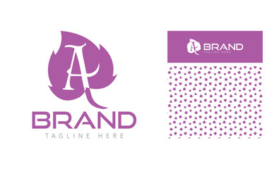Creative natural Leaf logo using Alphabet Letter A with pattern and logo variation for branding design for fashion boutique natural brands