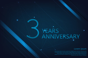 3 Years Anniversary. Geometric Anniversary greeting banner. Poster template for Celebrating 3th anniversary event party. Vector illustration