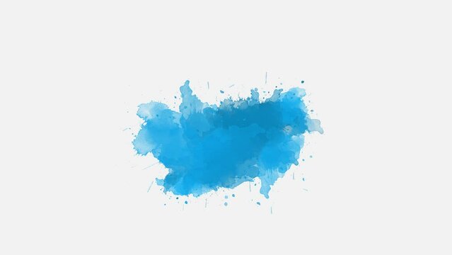 Blue ink drops splatter spilling transition. ink slow motion transition reveal animation. Ink brush stroke transition. Ink splash. Abstract inkblot, splat, fluid art, overlay, alpha matte. 