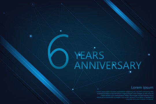 6 Years Anniversary. Geometric Anniversary greeting banner. Poster template for Celebrating 6th anniversary event party. Vector illustration