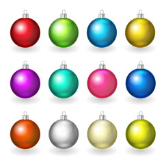 Merry Christmas colorful 3D realistic decoration ball bauble ornaments set