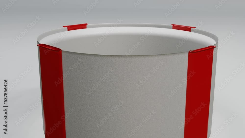Poster the camera peeks into an empty gift box with a red bow. congratulations concept. 3d render