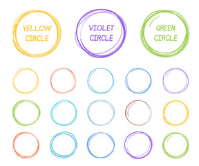 Set of hand drawn colored circles with place for your text