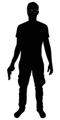 silhouette of a person with a gun