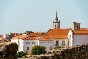 Obraz premium town centre with a church steaple displayed