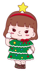 Christmas illustration cute girl cartoon