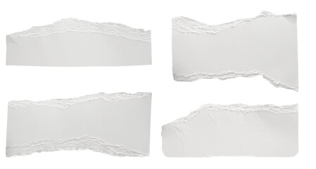 Fototapeta premium White ripped paper torn edges strips isolated on white background