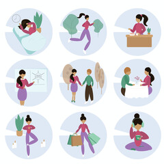 people woman lifestyle icon set