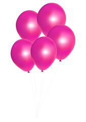 PNG. Pink Balloons Bunch on transparent background.