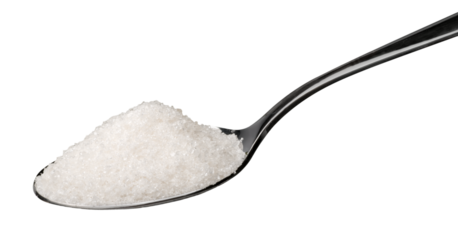 Spoon full of salt on white background