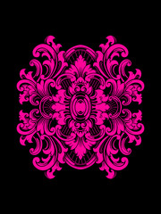 Carved ornament vector design for color editable greeting card decoration