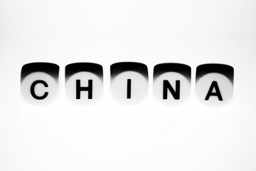 China. Cubes with letters on a light background