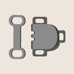 Clothing - Trouser Hook and Bar Fasteners Vector Elements Flat Design Illustration
