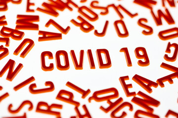 covid 19. letters on a light background