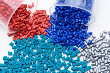 different coloured plastic granulate