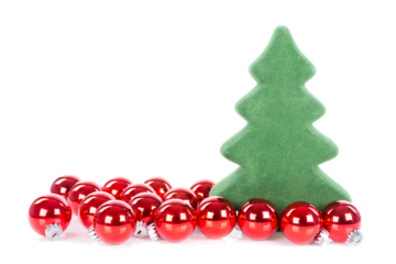 Christmas tree with red Christmas balls and copy space