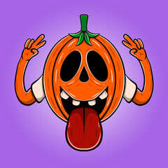 Cute pumpkin sticking out its tongue