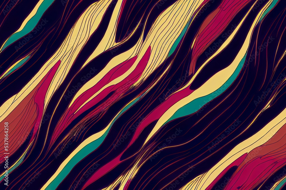 Poster background with colorful zebra skin pattern. trendy hand drawn textures.