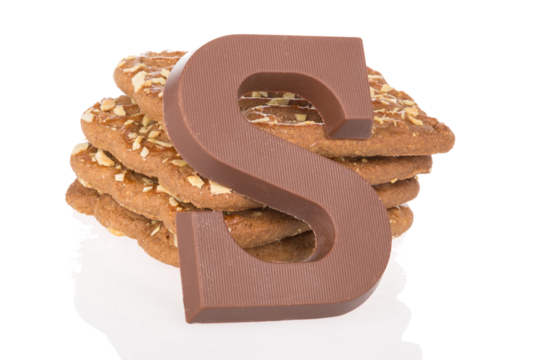 Chocolate letter and speculaas, Dutch sweets at 5 december isolated on transparent background