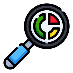 magnifying glass line color icon