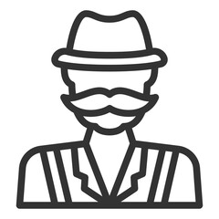 German man with mustache and hat - icon, illustration on white background, outline style