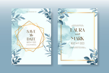 Wedding invitation pack with floral watercolor