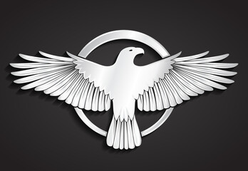 3d silver metal shiny eagle design logo