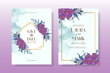 Wedding invitation pack with floral watercolor