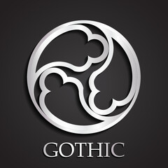 3d silver gothic ornamental circle logo