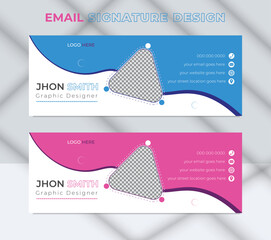 Modern, Creative, Unique and Minimal Email signature Layout shape design template. Business Corporate Company Identity professional email signature with Colorful Template Vector Design.