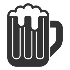 Glass of beer with foam - icon, illustration on white background, glyph style