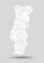 Vector map Portugal from grey puzzle, jigsaw