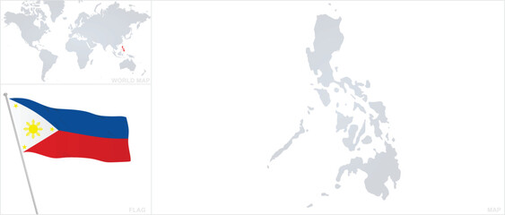 Philippine map and flag. vector
