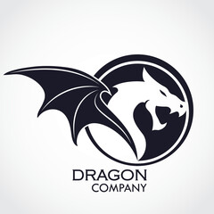winged dragon circle shape logo