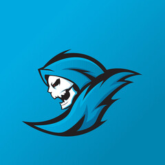 GRIM REAPER MASCOT FOR ESPORT LOGO TEMPLATE VECTOR ILLUSTRATION