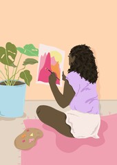 Woman painting a picture