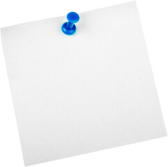 Pinned blank paper note isolated on white background