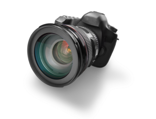 DSLR camera isolated on white background