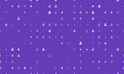 Seamless background pattern of evenly spaced white vote symbols of different sizes and opacity. Vector illustration on deep purple background with stars