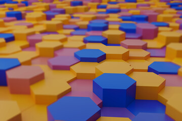 Colorful Geometric Hexagon 3D Background Pattern Texture - 3D Illustration.