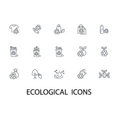 Ecological set thin line icons. Vector illustration isolated on white. Editable stroke